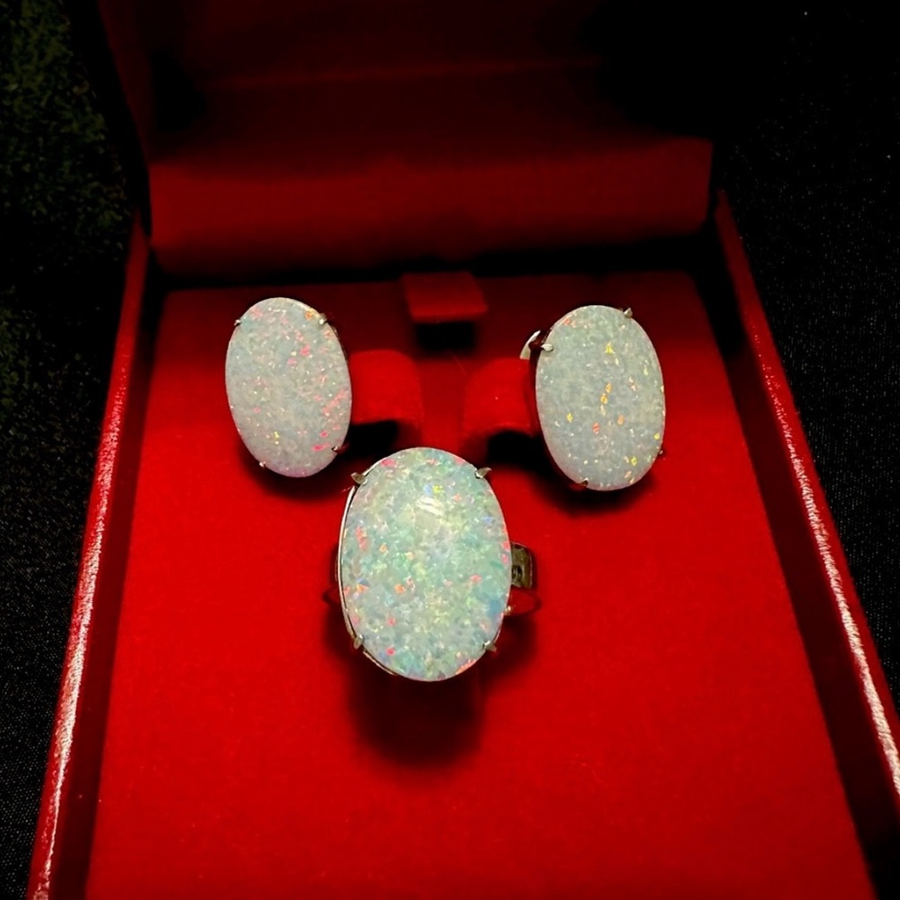 925 Silver Faux Opal Set